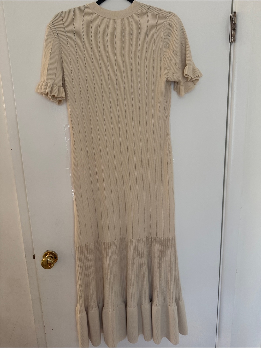 Commense Cream Button-Front Maxi Dress with Ruffle Hem - Picture 4 of 6